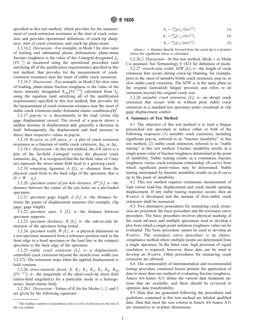 ASTM E1820-99a - Standard Test Method for Measurement of Fracture Toughness