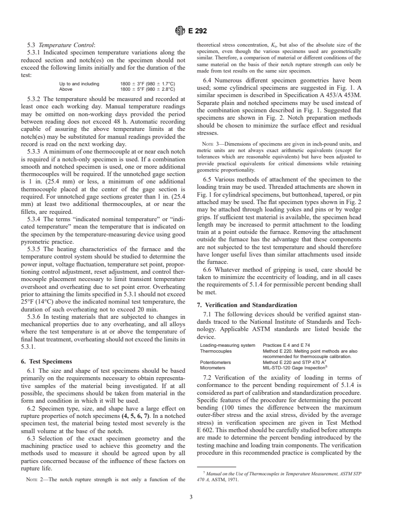 ASTM E292-83(1996)e1 - Standard Test Methods for Conducting Time-for-Rupture Notch Tension Tests of Materials