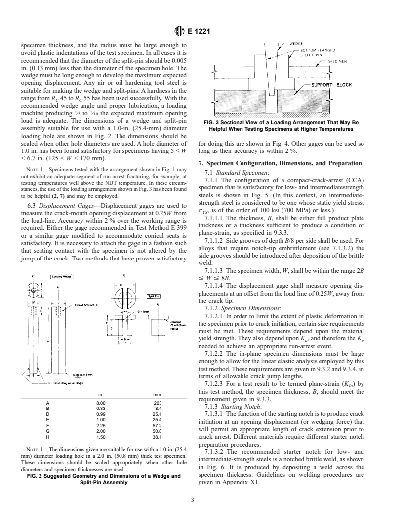 ASTM E1221-96 - Standard Test Method for Determining Plane-Strain Crack-Arrest Fracture Toughness, K<sub>Ia</sub>, of Ferritic Steels