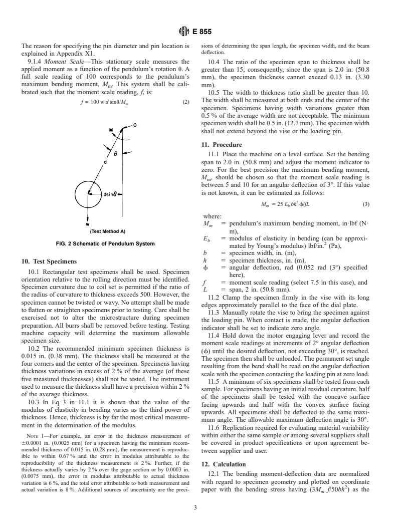 ASTM E855-90(1995) - Standard Test Methods for Bend Testing of Metallic Flat Materials for Spring Applications Involving Static Loading