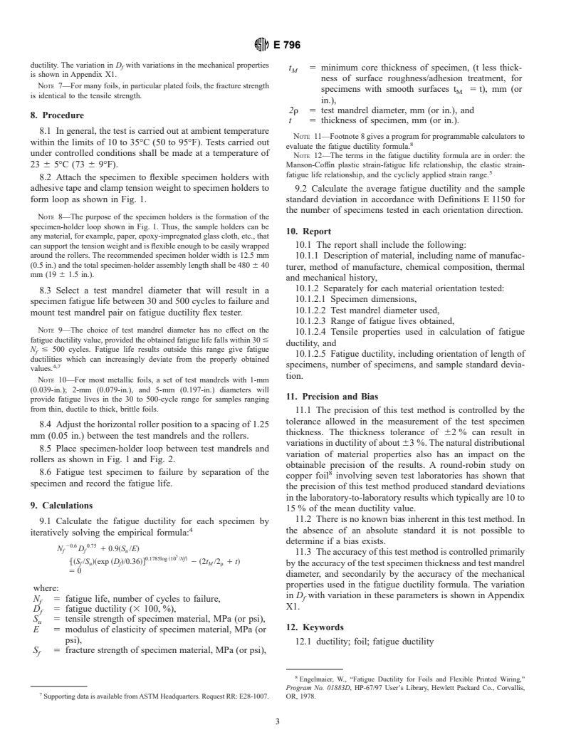 ASTM E796-94 - Standard Test Method for Ductility Testing of Metallic Foil