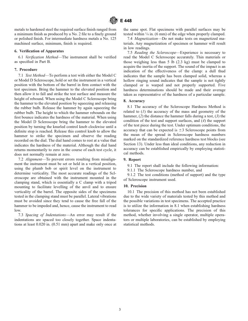 ASTM E448-82(1997)e1 - Standard Practice for Scleroscope Hardness Testing of Metallic Materials