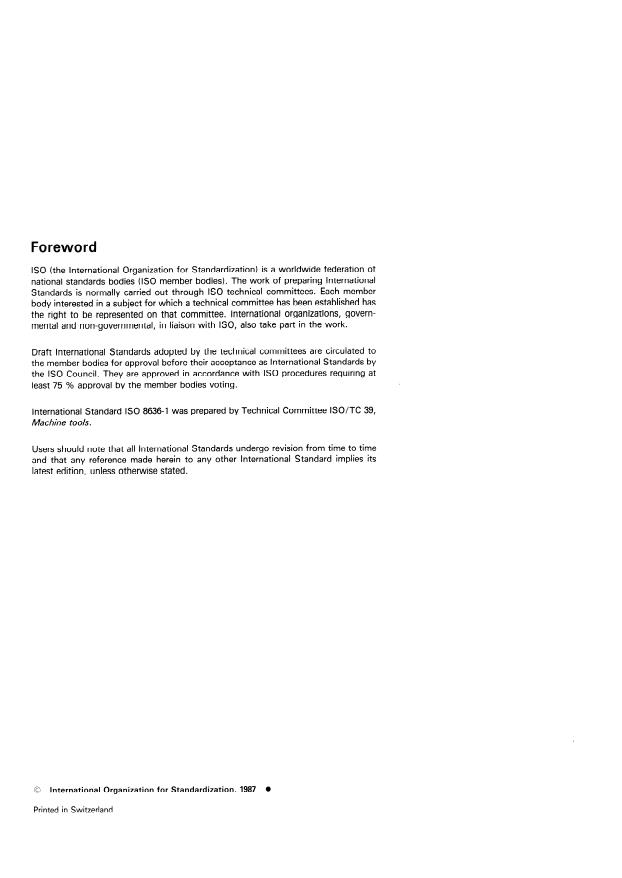 ISO 8636-1:1987 ISO 8636-1:1987 - Acceptance conditions for plano-milling machines -- Testing of the accuracy - Page 2 preview