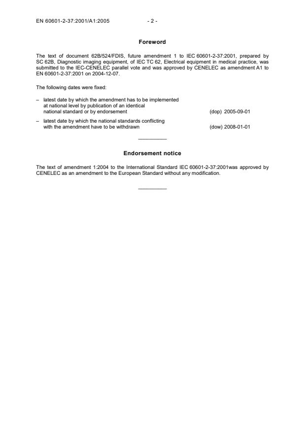 EN 60601-2-37:2001/A1:2005 EN 60601-2-37:2002/A1:2005 - Page 4 preview