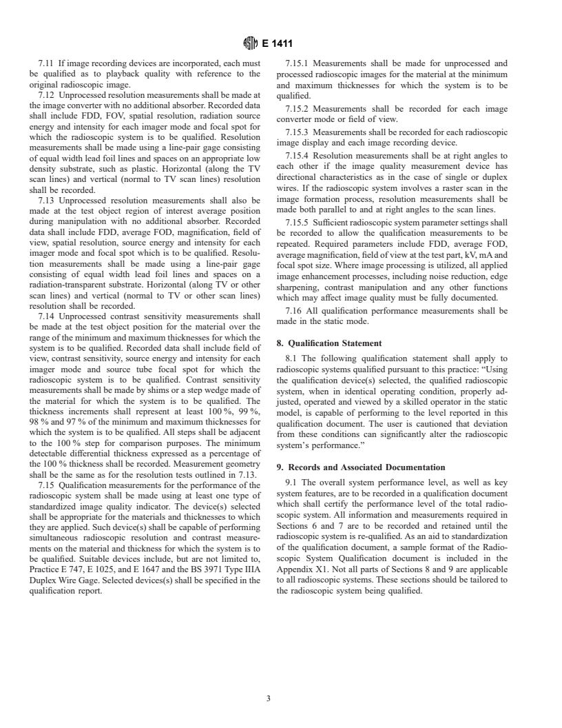 ASTM E1411-95 - Standard Practice for Qualification of Radioscopic Systems