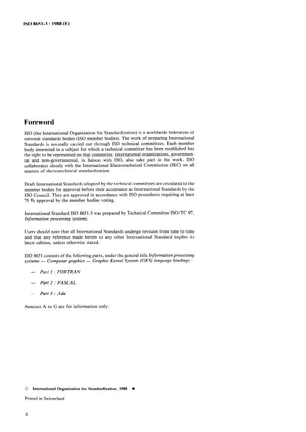 ISO 8651-3:1988 ISO 8651-3:1988 - Information processing systems -- Computer graphics -- Graphical Kernel System (GKS) language bindings - Page 2 preview
