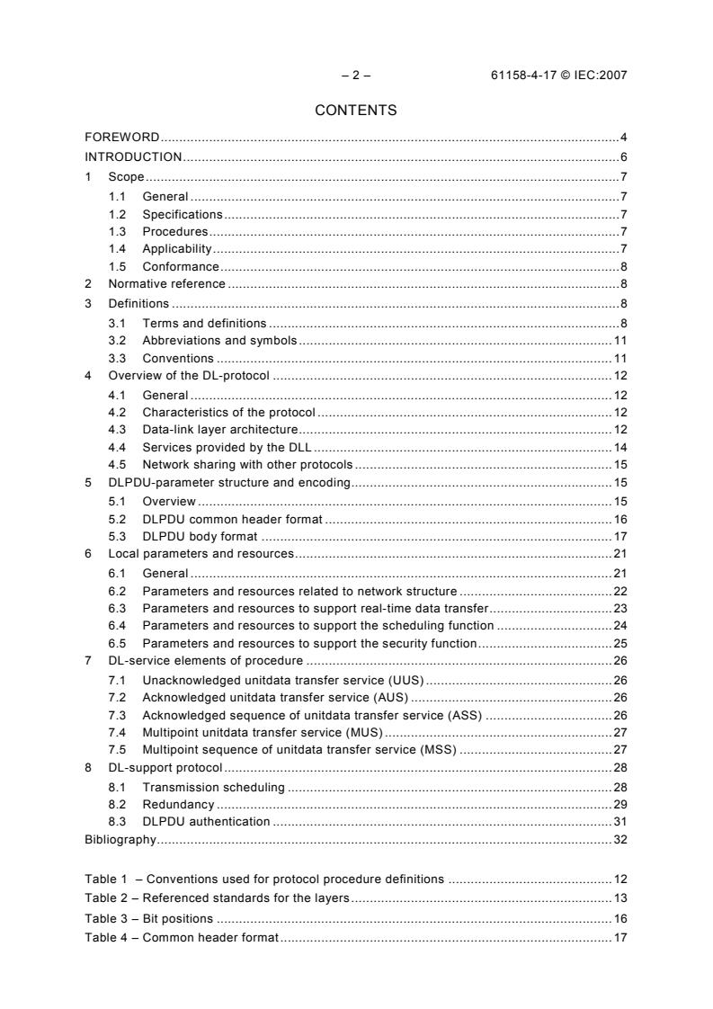 IEC 61158-4-17:2007 IEC 61158-4-17:2007 - Industrial communication networks - Fieldbus specifications - Part 4-17: Data-link layer protocol specification - Type 17 elements - Page 4 preview