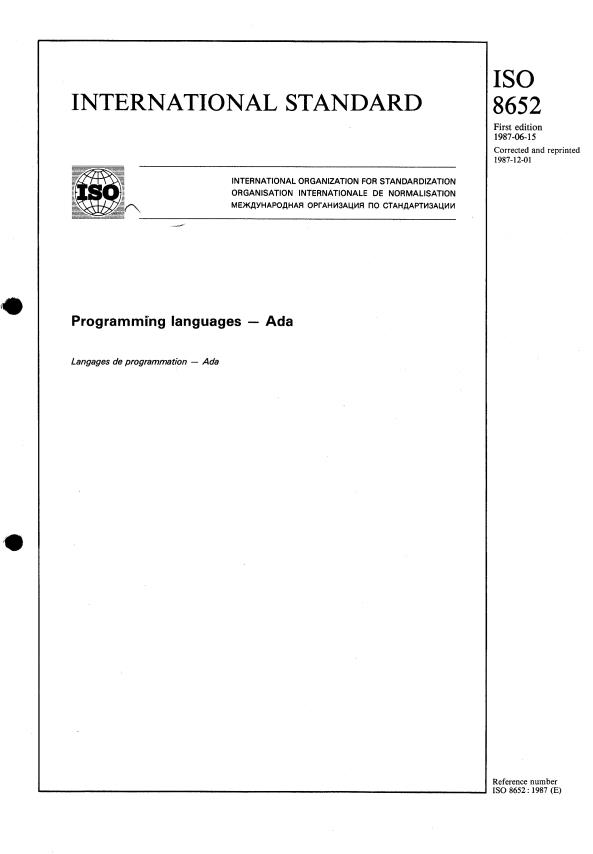 ISO 8652:1987 - Programming languages -- Ada