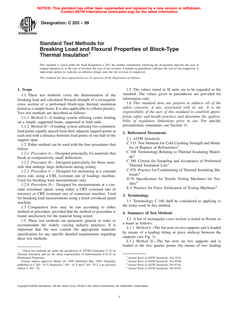 ASTM C203-99 - Standard Test Methods For Breaking Load And Flexural ...