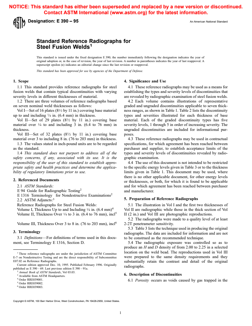 ASTM E390-95 - Standard Reference Radiographs for Steel Fusion Welds