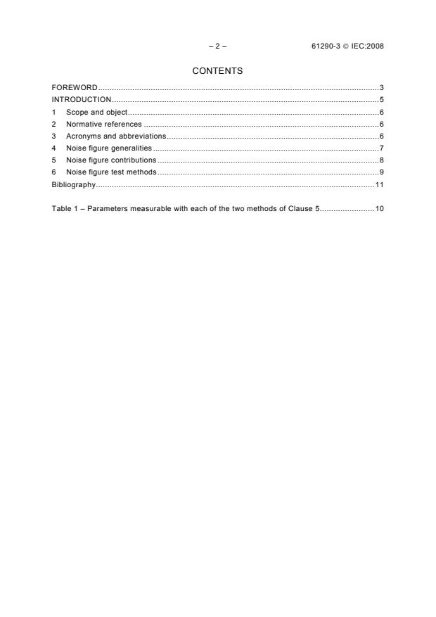 IEC 61290-3:2008 IEC 61290-3:2008 - Optical amplifiers - Test methods - Part 3: Noise figure parameters - Page 4 preview