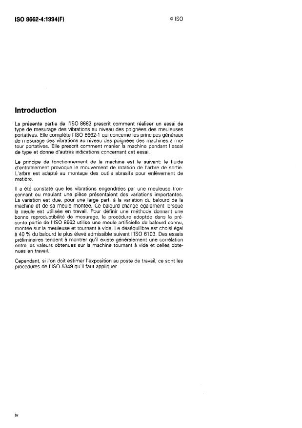 ISO 8662-4:1994 ISO 8662-4:1994 - Machines a moteur portatives -- Mesurage des vibrations au niveau des poignées - Page 4 preview