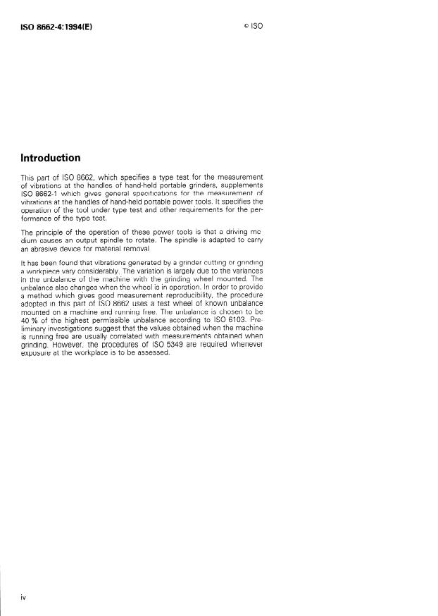 ISO 8662-4:1994 ISO 8662-4:1994 - Hand-held portable power tools -- Measurement of vibrations at the handle - Page 4 preview