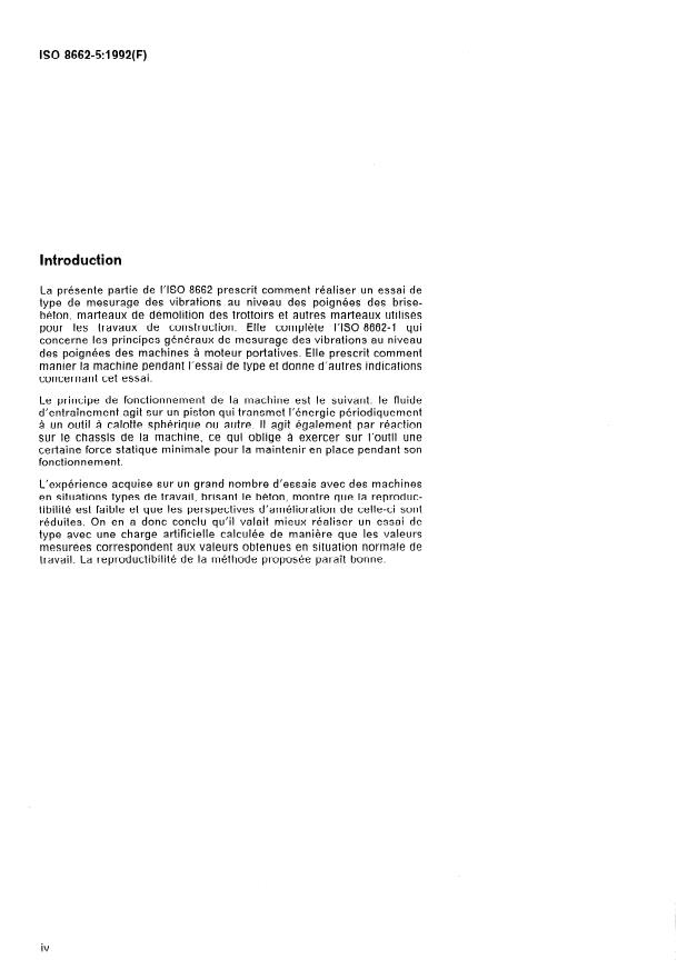ISO 8662-5:1992 ISO 8662-5:1992 - Machines a moteur portatives -- Mesurage des vibrations au niveau des poignées - Page 4 preview