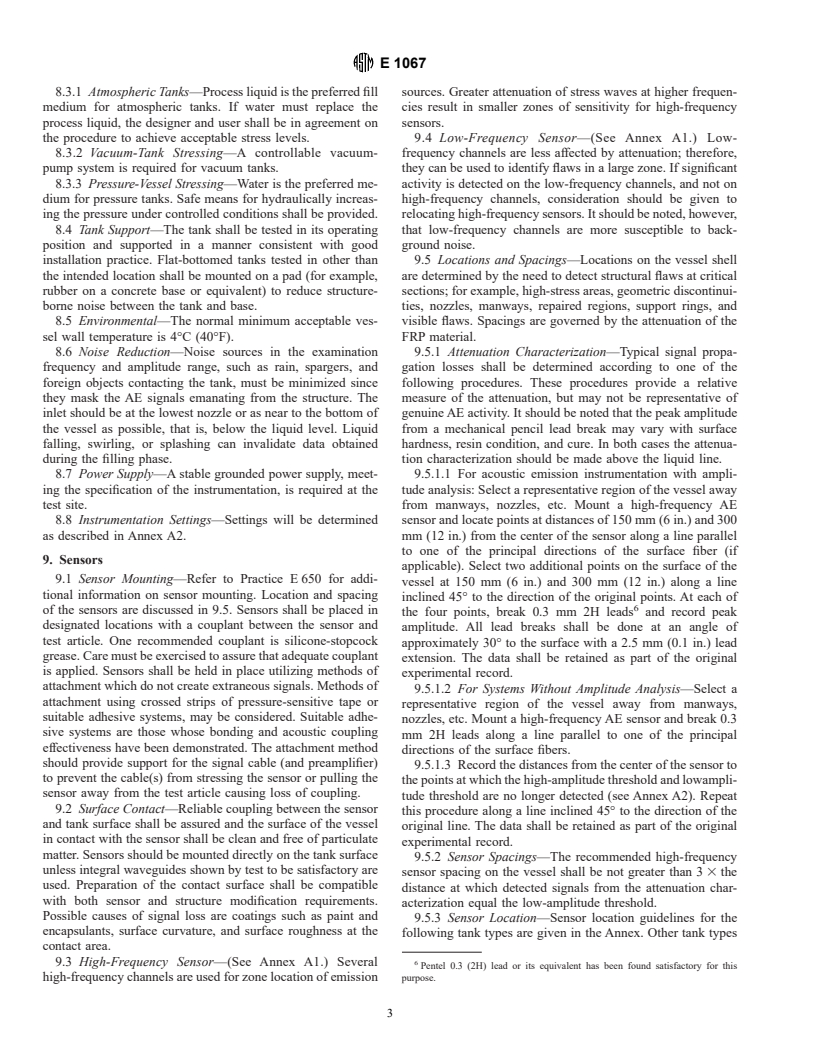 ASTM E1067-96 - Standard Practice for Acoustic Emission Examination of Fiberglass Reinforced Plastic Resin (FRP) Tanks/Vessels