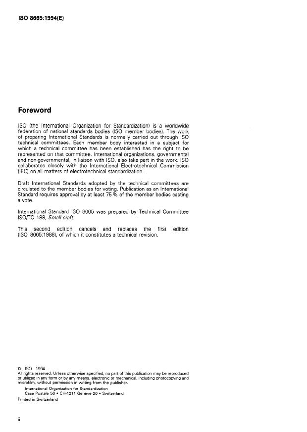 ISO 8665:1994 ISO 8665:1994 - Small craft -- Marine propulsion engines and systems -- Power measurements and declarations - Page 2 preview