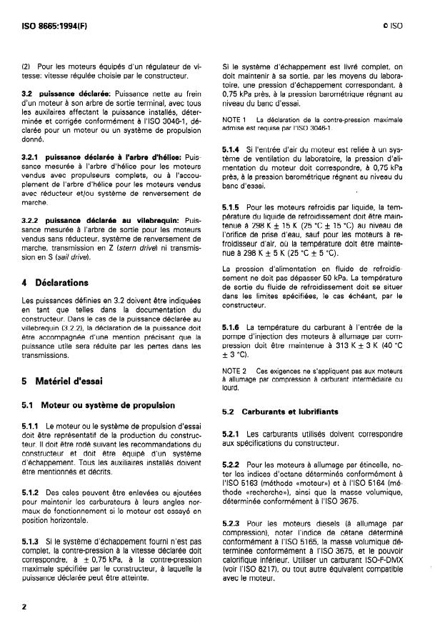 ISO 8665:1994 ISO 8665:1994 - Navires de plaisance -- Moteurs et systemes de propulsion marins -- Mesurage et déclaration de la puissance - Page 4 preview