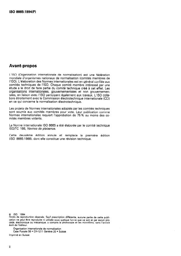 ISO 8665:1994 ISO 8665:1994 - Navires de plaisance -- Moteurs et systemes de propulsion marins -- Mesurage et déclaration de la puissance - Page 2 preview