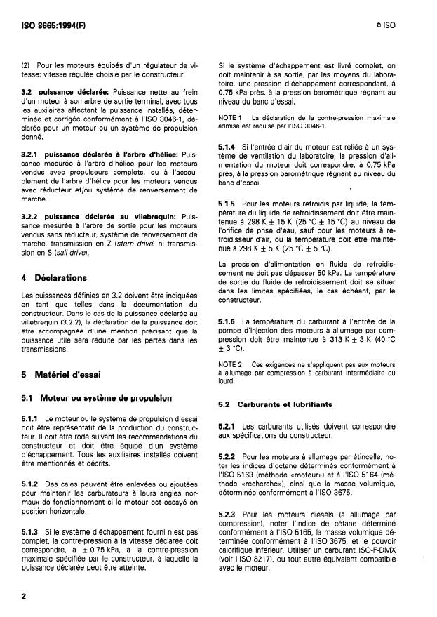 ISO 8665:1994 ISO 8665:1994 - Navires de plaisance -- Moteurs et systemes de propulsion marins -- Mesurage et déclaration de la puissance - Page 4 preview
