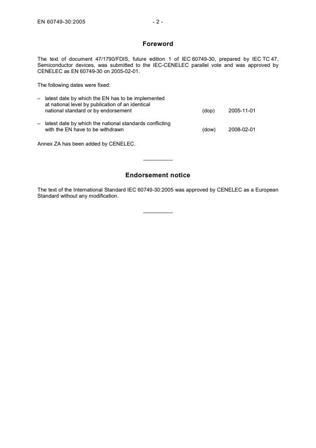 EN 60749-30:2005 EN 60749-30:2005 - Page 4 preview