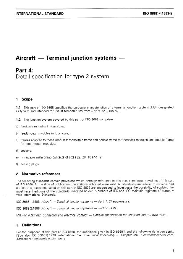 ISO 8668-4:1993 - Aircraft -- Terminal junction systems