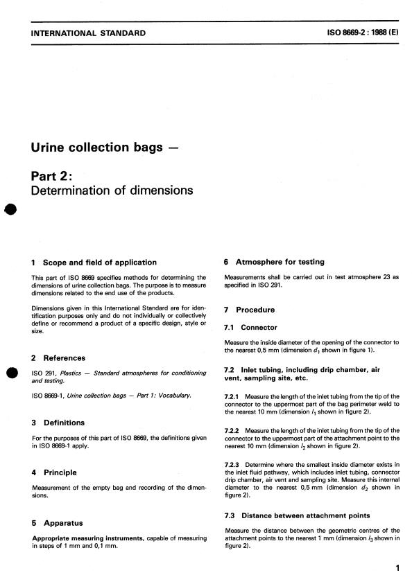 ISO 8669-2:1988 - Urine collection bags