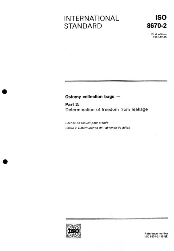 ISO 8670-2:1991 - Ostomy collection bags