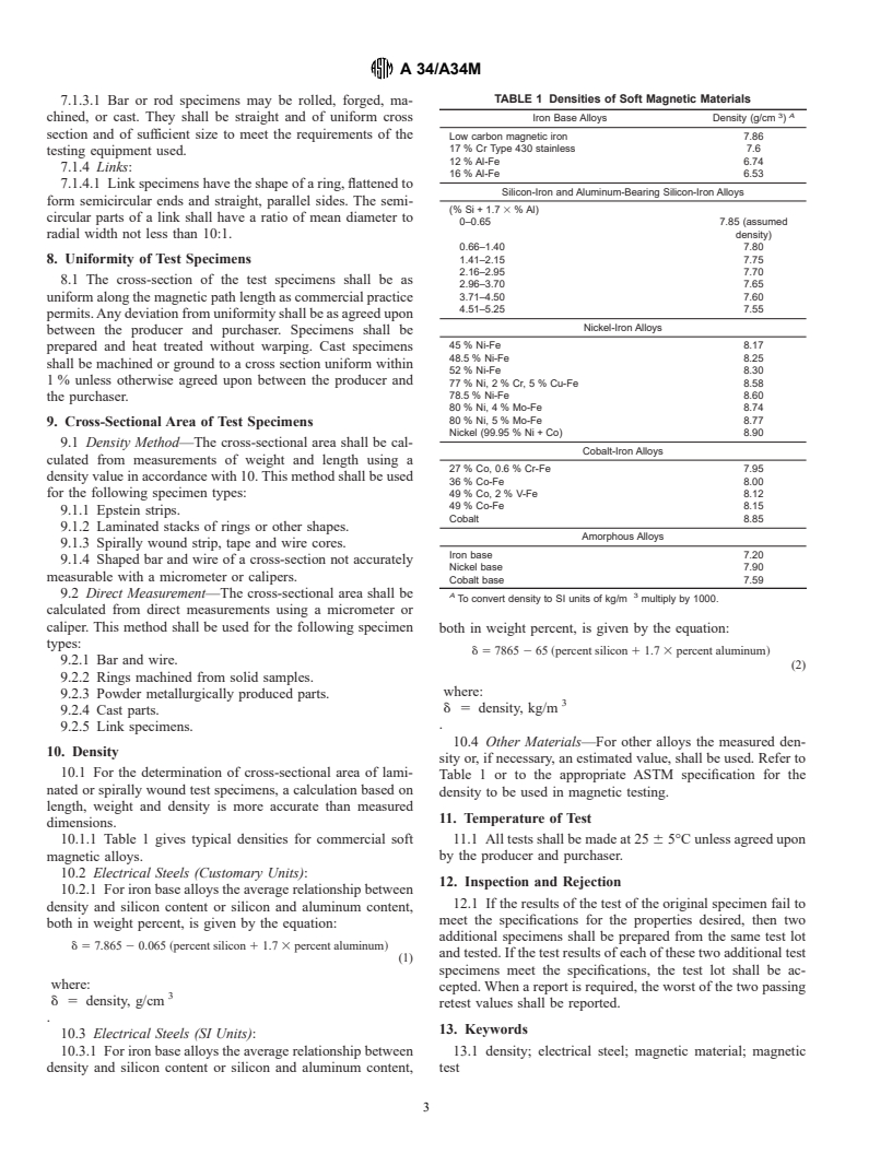 ASTM A34/A34M-96 - Standard Practice for Sampling and Procurement Testing of Magnetic Materials