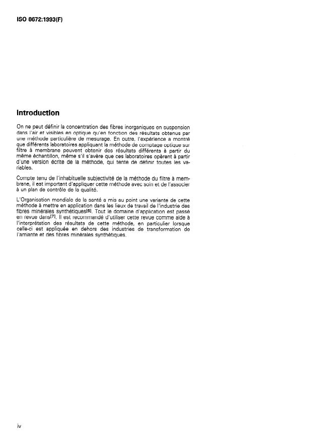ISO 8672:1993 ISO 8672:1993 - Qualité de l'air -- Détermination de la concentration en nombre de fibres inorganiques en suspension dans l'air par microscopie optique en contraste de phase -- Méthode du filtre a membrane - Page 4 preview