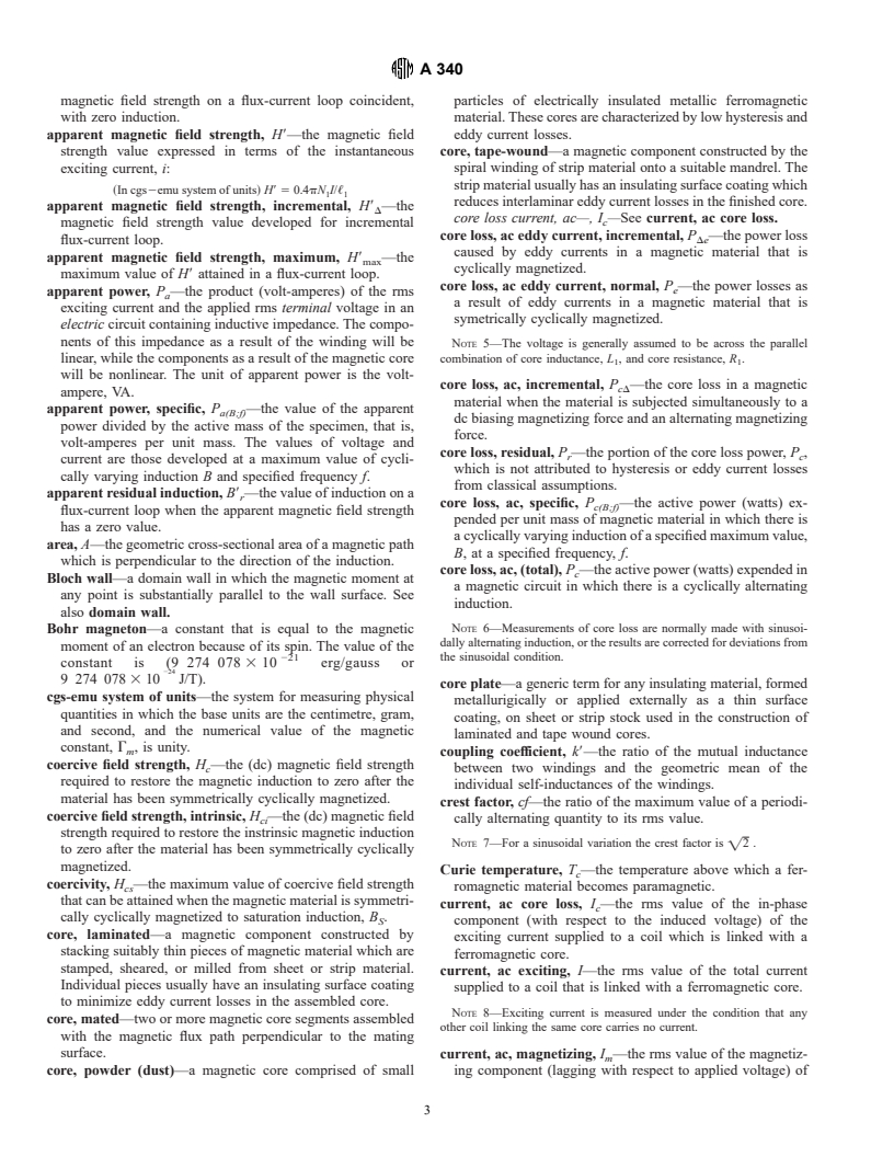 ASTM A340-99A - Standard Terminology of Symbols and Definitions Relating to Magnetic Testing