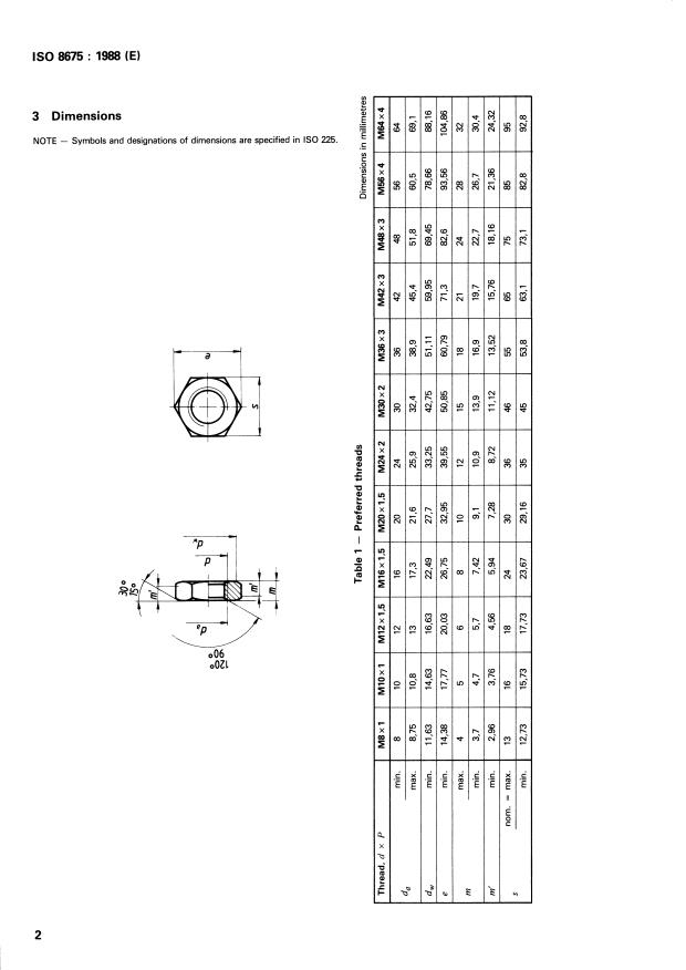 ISO 8675:1988 ISO 8675:1988 - Hexagon thin nuts with metric fine pitch thread -- Product grades A and B - Page 4 preview