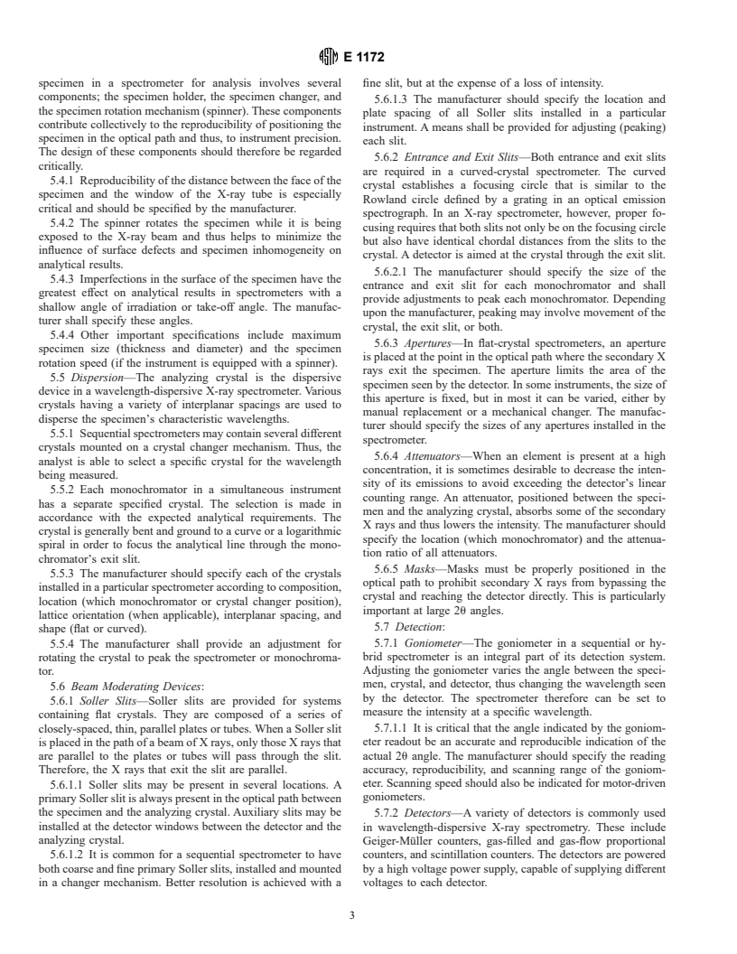 ASTM E1172-87(1996) - Standard Practice for Describing and Specifying a Wavelength-Dispersive X-Ray Spectrometer