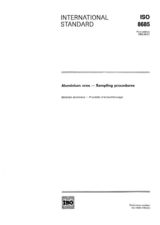 ISO 8685:1992 - Aluminium ores -- Sampling procedures