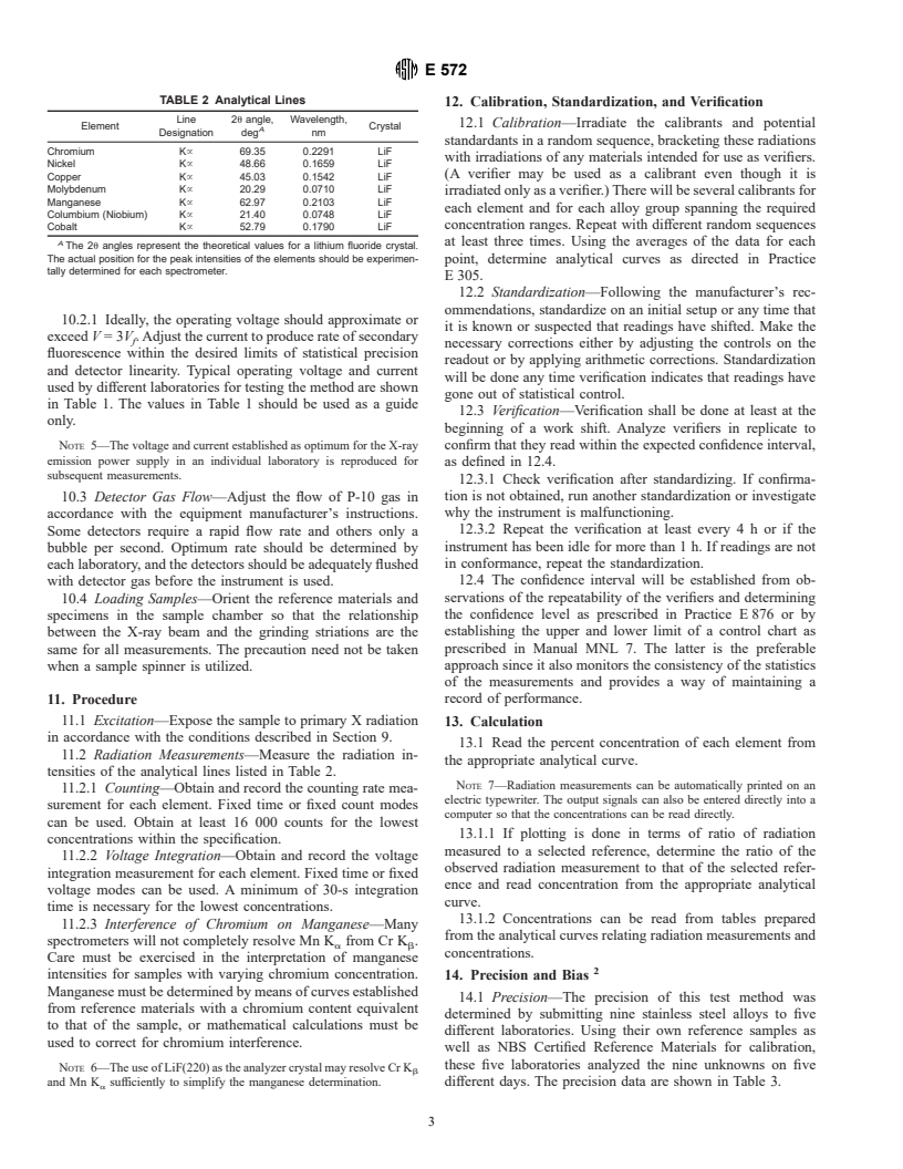 ASTM E572-94(2000) - Standard Test Method for X-Ray Emission Spectrometric Analysis of Stainless Steel