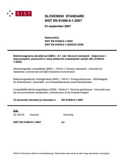 EN 61000-6-1:2007 - Page 1 preview