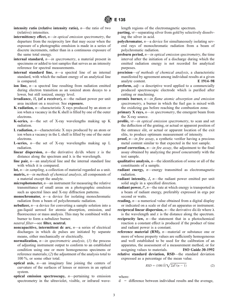 ASTM E135-01 - Standard Terminology Relating to Analytical Chemistry for Metals, Ores, and Related Materials