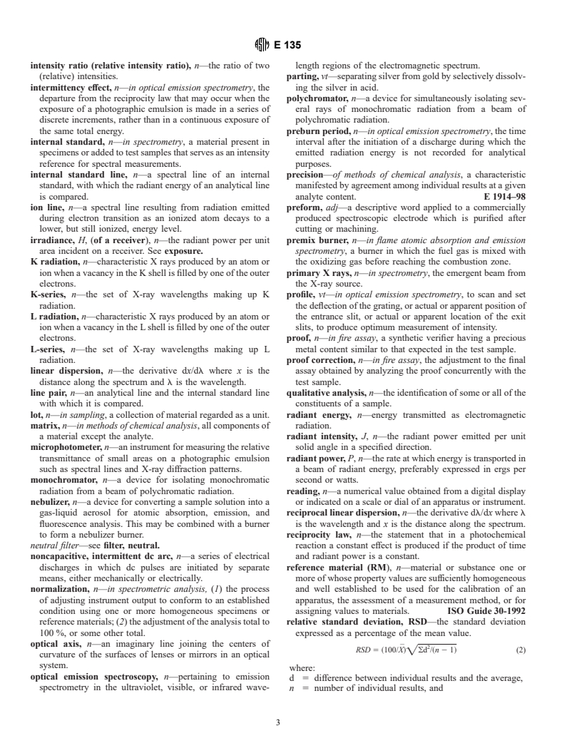 ASTM E135-99 - Standard Terminology Relating to Analytical Chemistry for Metals, Ores, and Related Materials