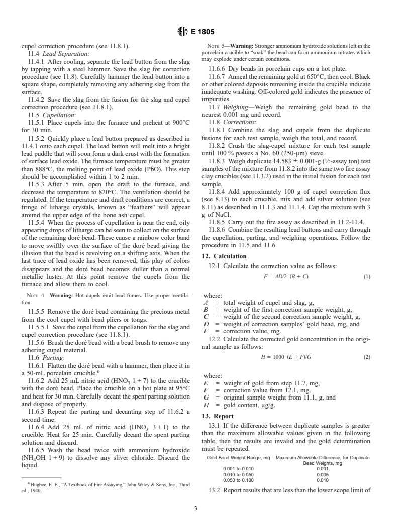 ASTM E1805-96 - Standard Test Method for Fire Assay Determination of Gold in Copper Concentrates by Gravimetry