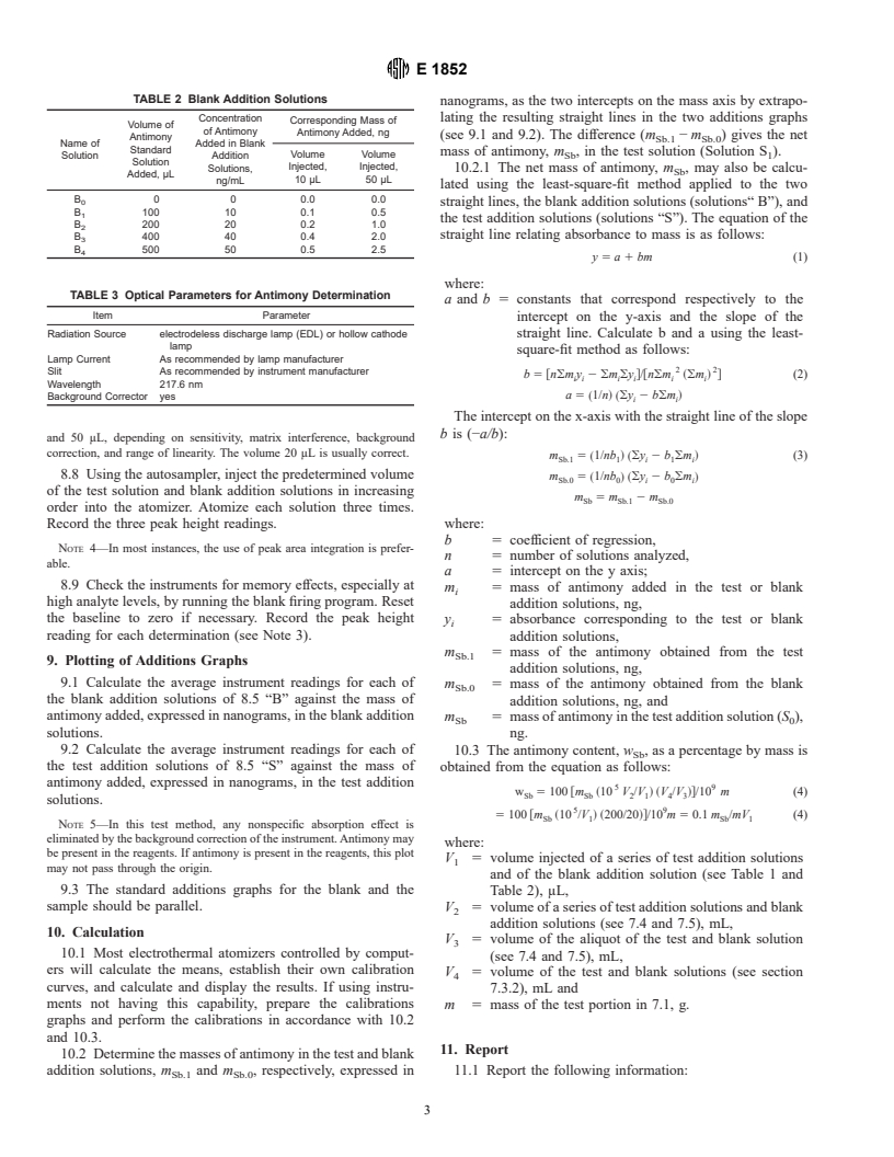 ASTM E1852-96e1 - Standard Test Method for Determination of Low Levels of Antimony in Carbon and Low-Alloy Steel by Electrothermal Atomic Absorption Spectrometry