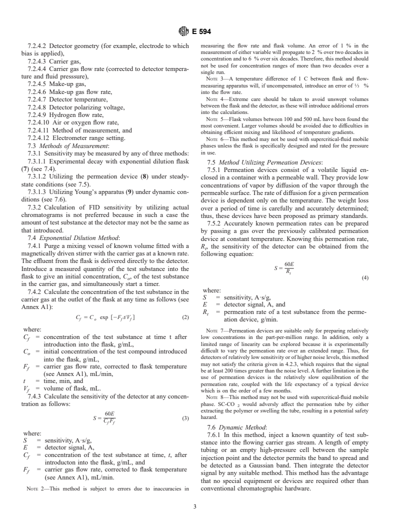 ASTM E594-96 - Standard Practice for Testing Flame Ionization Detectors Used in Gas or Supercritical Fluid Chromatography