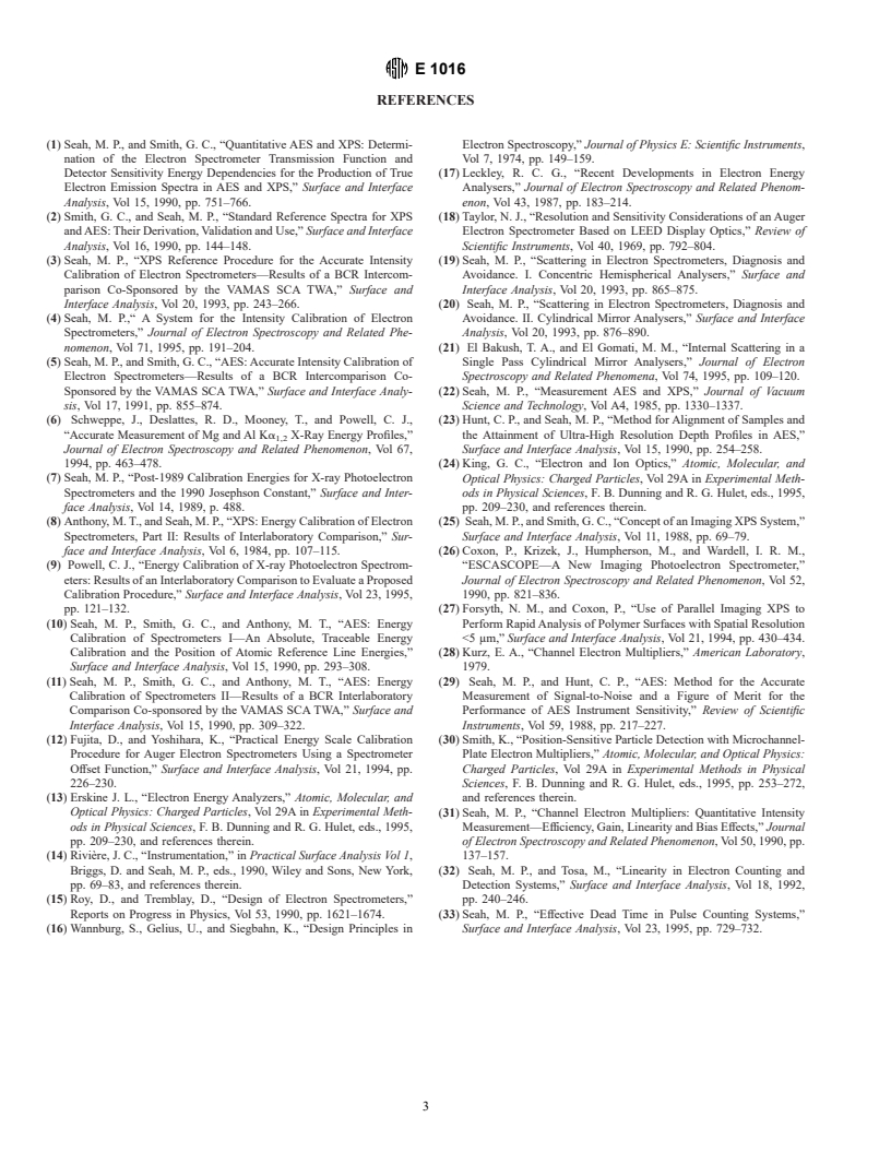 ASTM E1016-96 - Standard Guide for Literature Describing Properties of Electrostatic Electron Spectrometers