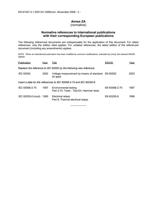 EN 61347-2-1:2001/A1:2006 EN 61347-2-1:2002/A1:2006 - Page 4 preview