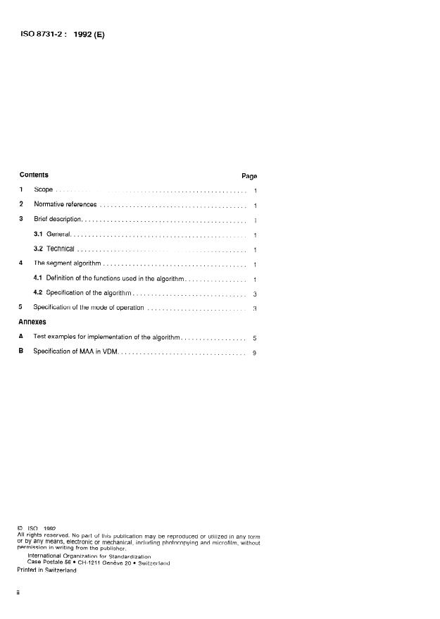 ISO 8731-2:1992 ISO 8731-2:1992 - Banking -- Approved algorithms for message authentication - Page 2 preview
