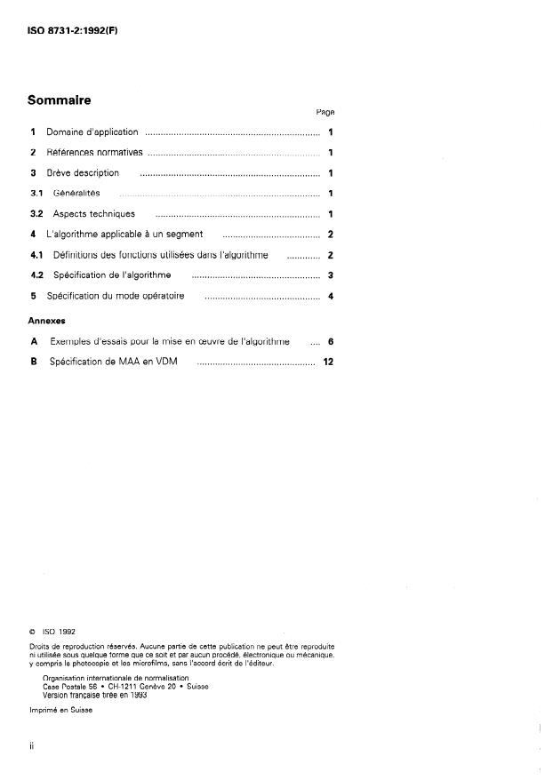 ISO 8731-2:1992 ISO 8731-2:1992 - Banque -- Algorithmes approuvés pour l'authentification des messages - Page 2 preview