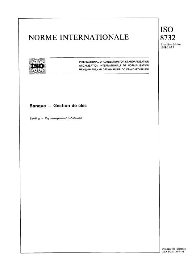 ISO 8732:1988 - Banque -- Gestion de clés