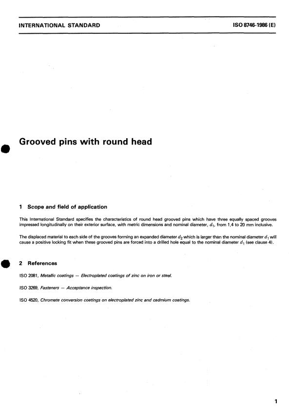 ISO 8746:1986 - Grooved pins with round head