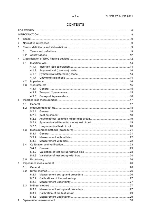 CISPR 17:2011 CISPR 17:2011 - Methods of measurement of the suppression characteristics of passive EMC filtering devices - Page 4 preview