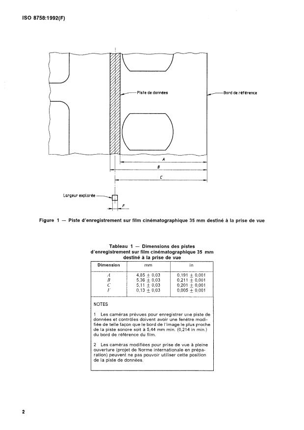 ISO 8758:1992 ISO 8758:1992 - Cinématographie -- Piste pour enregistrement photographique des données et contrôles sur films cinématographiques 16 mm et 35 mm, et sur les tirages -- Dimensions et emplacement - Page 4 preview