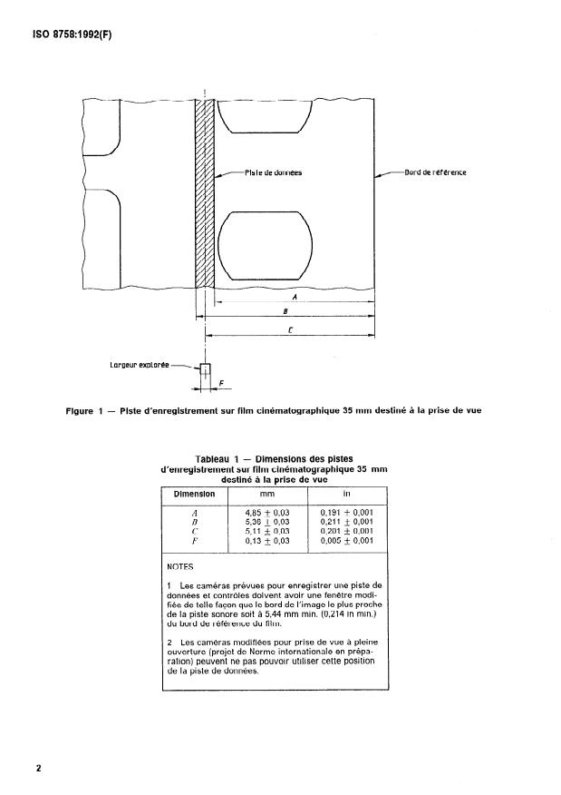 ISO 8758:1992 ISO 8758:1992 - Cinématographie -- Piste pour enregistrement photographique des données et contrôles sur films cinématographiques 16 mm et 35 mm, et sur les tirages -- Dimensions et emplacement - Page 4 preview