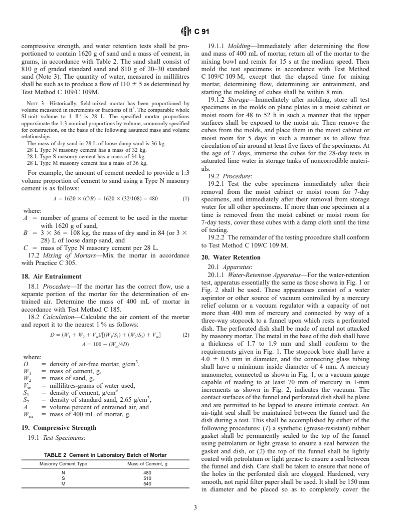 ASTM C91-99 - Standard Specification for Masonry Cement